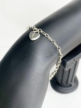Tiffany & Co. Sterling Silver Heart Keyhole Lock Charm Bracelet